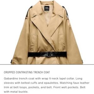 Zara Tan Trench Coat with Black Accents